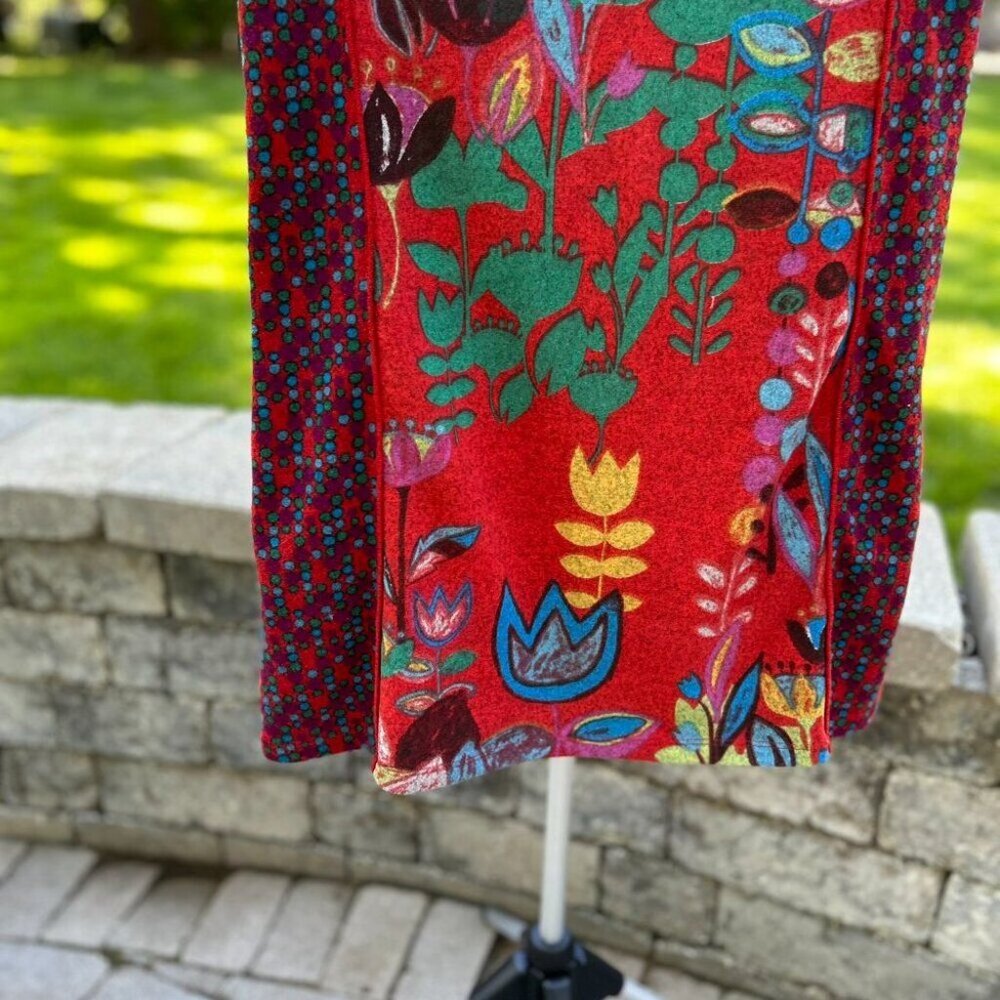 Boho Floral Midi Dress Sleeveless A-Line Sundress Red Multicolor Botanical Print - Picture 5 of 14